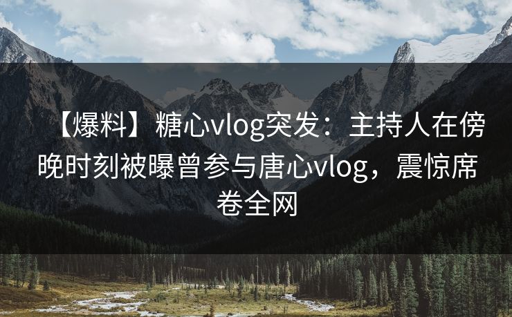 【爆料】糖心vlog突发：主持人在傍晚时刻被曝曾参与唐心vlog，震惊席卷全网