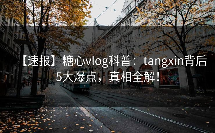 【速报】糖心vlog科普：tangxin背后5大爆点，真相全解！  第1张