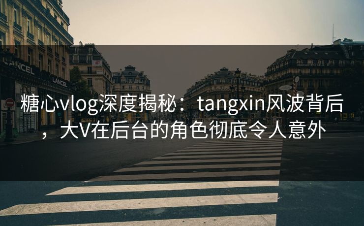 糖心vlog深度揭秘：tangxin风波背后，大V在后台的角色彻底令人意外  第1张