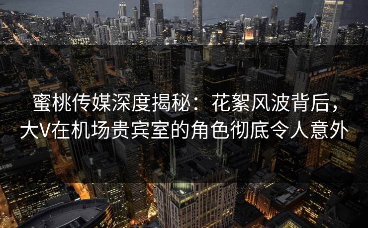 蜜桃传媒深度揭秘：花絮风波背后，大V在机场贵宾室的角色彻底令人意外  第1张